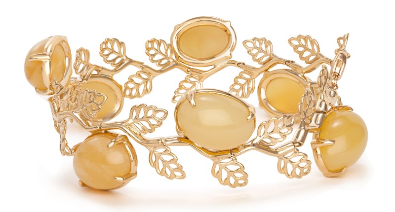 <p><a href="https://www.vtsejewelry.com" target="_blank" rel="noopener">Vtse</a> 18-karat yellow gold bracelet with yellow beryl cabochons ($15,000) </p>