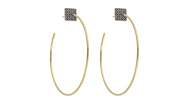 The Four Corners halo hoop in 18-karat yellow gold with black diamonds The Four Corners halo hoop in 18-karat yellow gold with black diamonds