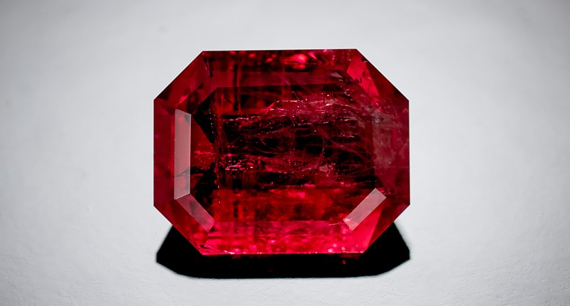 A 1.29-carat clarity-enhanced red beryl from Kyle Hunter