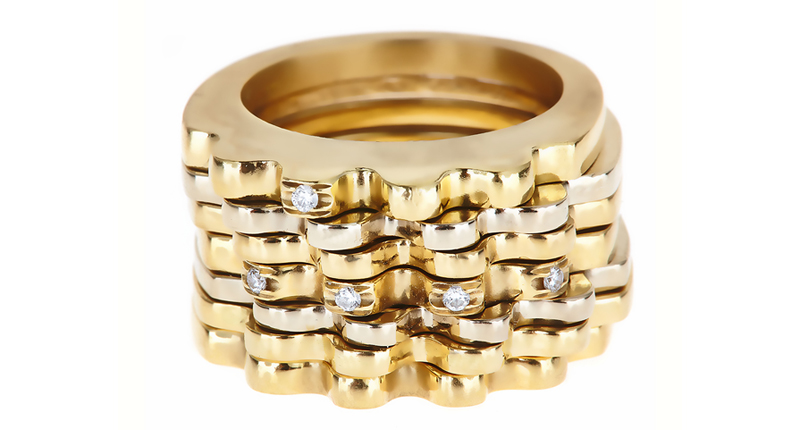 Ilana Ariel’s 18-karat yellow gold Ella rings with white diamonds (from $680) Ilana Ariel’s 18-karat yellow gold Ella rings with white diamonds (from $680)