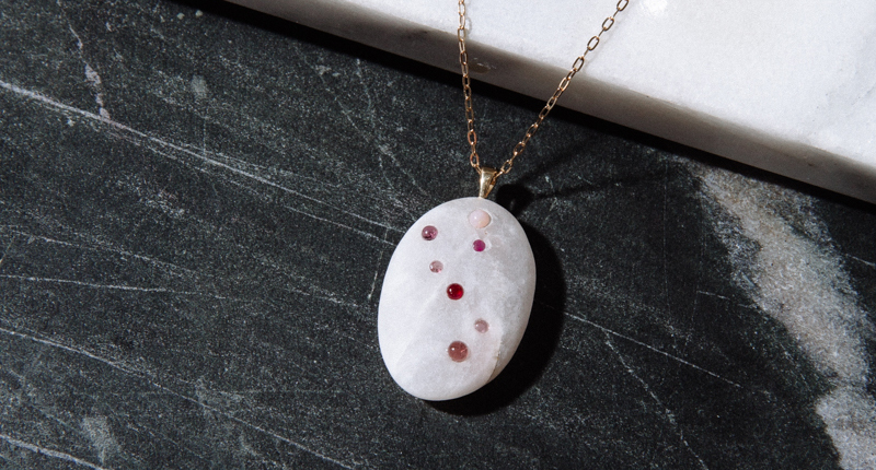 Venyx for CVC Stones’ necklace with colored gemstones arranged in the Taurus constellation Venyx for CVC Stones’ necklace with colored gemstones arranged in the Taurus constellation
