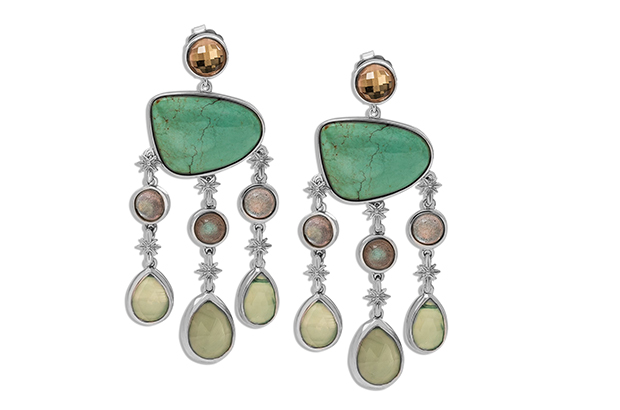 These chandelier drop earrings by Stephen Dweck are made with champagne quartz, turquoise cabochon, labradorite, green chalcedony and sterling silver ($1,095). <a href="http://www.stephendweck.com/" target="_blank"><span style="color: rgb(255, 0, 0);">stephendweck.com</span></a> These chandelier drop earrings by Stephen Dweck are made with champagne quartz, turquoise cabochon, labradorite, green chalcedony and sterling silver ($1,095). <a href="http://www.stephendweck.com/" target="_blank"><span style="color: rgb(255, 0, 0);">stephendweck.com</span></a>
