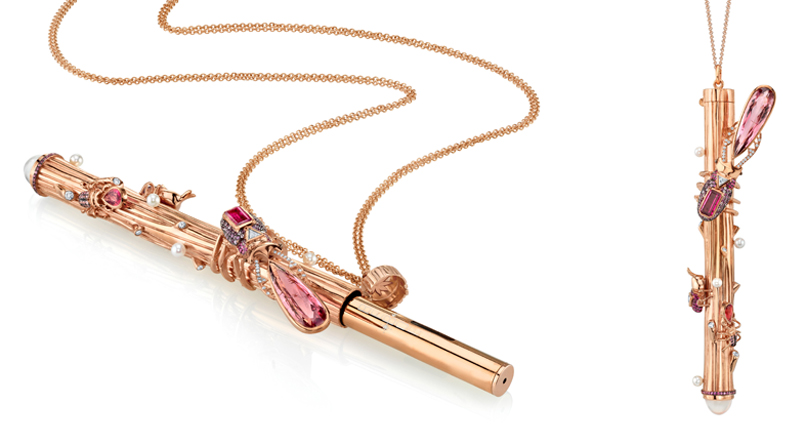 Daniela Villegas Vape Container in 18-karat rose gold with diamonds, pearls, pink tourmalines and pink sapphires (price available upon request) Daniela Villegas Vape Container in 18-karat rose gold with diamonds, pearls, pink tourmalines and pink sapphires (price available upon request)