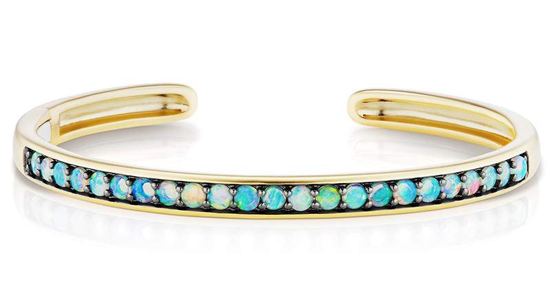Jane Taylor Jewelry Cirque oval hinged cuff in 14-karat yellow gold with Australian opals ($4,455) <br /><a href="https://www.janetaylor.com/" target="_blank" rel="noopener noreferrer">www.janetaylor.com</a>