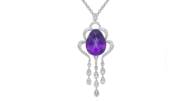 <p><a href="https://www.picchiotti.it" target="_blank" rel="noopener">Picchiotti</a> white gold necklace with a 49.12-carat pear-shaped amethyst and diamonds ($40,000) </p>