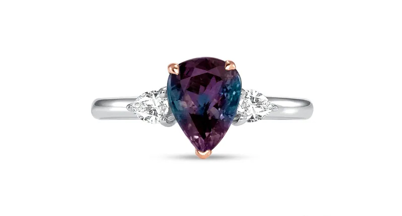 <p><a href="http://www.aggems.com" target="_blank" rel="noopener">AG Gems</a> platinum and 18-karat rose gold ring featuring a 1.82-carat alexandrite from Sri Lanka with pear-shaped diamonds ($28,000) </p> <p><a href="http://www.aggems.com" target="_blank" rel="noopener">AG Gems</a> platinum and 18-karat rose gold ring featuring a 1.82-carat alexandrite from Sri Lanka with pear-shaped diamonds ($28,000) </p>