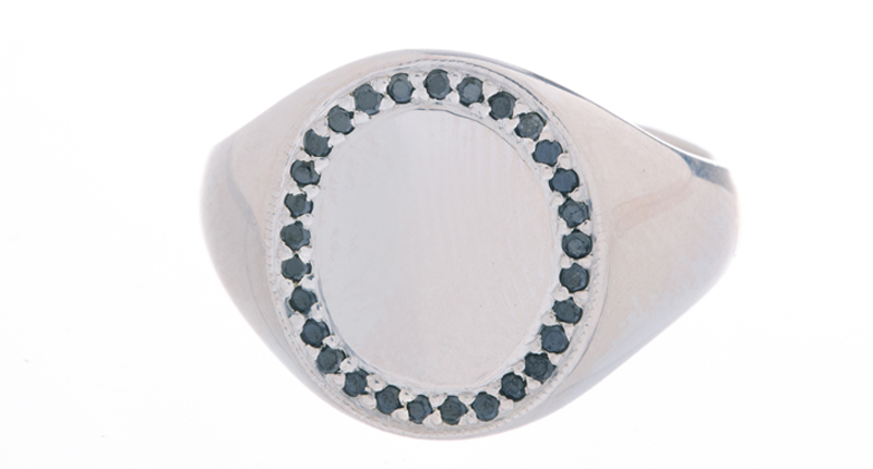 Ariel Gordon Jumbo Signet Ring in sterling silver with black diamond pave border ($860) Ariel Gordon Jumbo Signet Ring in sterling silver with black diamond pave border ($860)