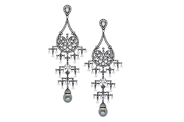 Michael John Jewelry’s 18-karat black rhodium gold earrings are set with 7.92 carats of round brilliant-cut diamonds and pearls ($44,850). <a href="http://www.michaeljohnjewelry.com/" target="_blank"><span style="color: rgb(255, 0, 0);">michaeljohnjewelry.com</span></a> Michael John Jewelry’s 18-karat black rhodium gold earrings are set with 7.92 carats of round brilliant-cut diamonds and pearls ($44,850). <a href="http://www.michaeljohnjewelry.com/" target="_blank"><span style="color: rgb(255, 0, 0);">michaeljohnjewelry.com</span></a>