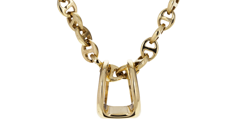 Hoorsenbuhs Phantom Charm in 18-karat yellow gold with necklace sold separately ($1,300, <a href="https://www.twistonline.com/designers-hoorsenbuhs-necklaces/gold-phantom-charm-pendant-only/_/searchString/hoorsenbuhs" target="_blank" rel="noopener">available at Twist</a>)