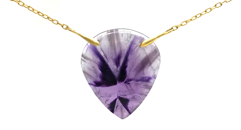 <p><a href="https://www.originaleve.com/product-page/amethyst-formation-necklace-18k-yellow-gold" target="_blank" rel="noopener">Original Eve</a> pear-shaped cabochon amethyst necklace set in 18-karat yellow gold ($2,600) </p>