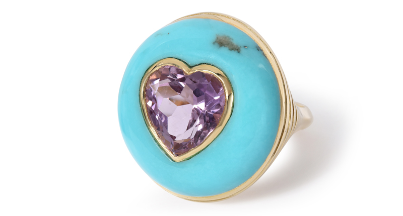 <p><a href="https://www.retrouvai.com" target="_blank" rel="noopener">Retrouvai</a> “Lollipop” ring with amethyst in hand-carved turquoise ($4,780) </p>