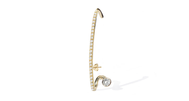 KatKim’s Crescendo Flare Pave Earrings in 18-karat gold with diamonds ($1,390) KatKim’s Crescendo Flare Pave Earrings in 18-karat gold with diamonds ($1,390)