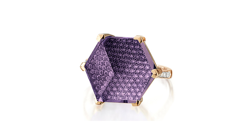 Paolo Costagli “Brillante” amethyst ring (16.15 carats total weight) with diamonds set in 18-karat rose gold ($6,000)<br /><a href="http://www.paolocostagli.com" target="_blank" rel="noopener noreferrer">PaoloCostagli.com</a>