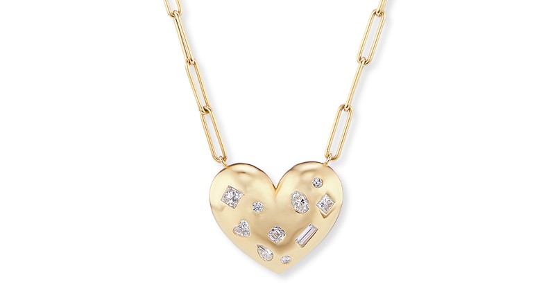 <p><a href="https://www.brentneale.com" target="_blank" rel="noopener">Brent Neale</a> gold puff heart pendant in 18-karat yellow gold with diamonds ($24,000) </p>
