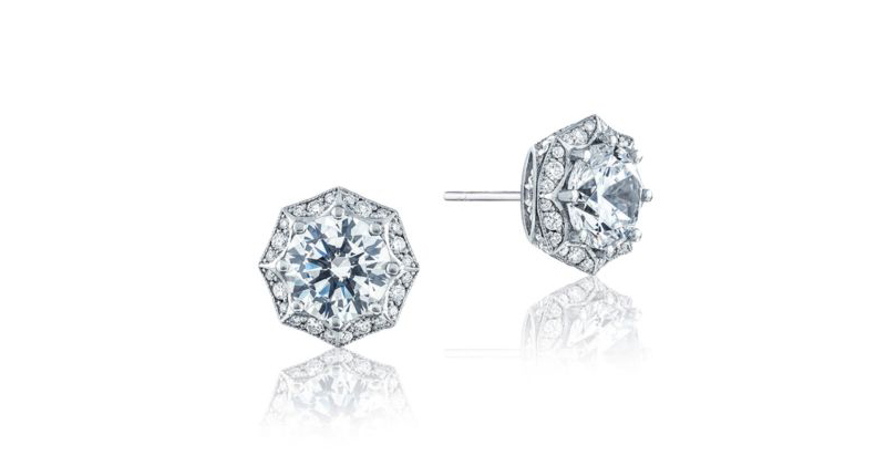 <a href="http://www.tacori.com" target="_blank" rel="noopener">Tacori</a> petite crescent diamond stud earrings set in 18-karat white gold ($2,790)