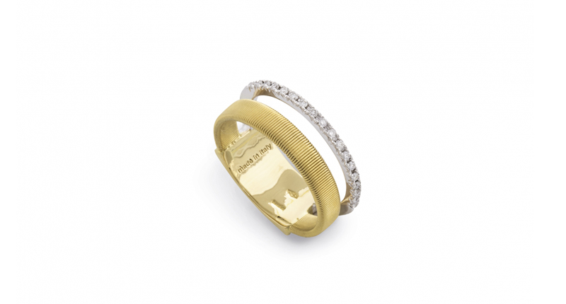 18-karat yellow and white gold ring with diamond pavé, $1,930 18-karat yellow and white gold ring with diamond pavé, $1,930
