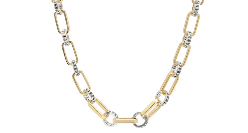 <p><a href="http://nancynewberg.com/shop/19-oxidized-silver-hammered-chain-necklace-with-18k-polished-yellow-gold-links-5g57a-zlp92-canha" target="_blank" rel="noopener">Nancy Newberg</a> 14-karat yellow gold oval necklace with silver links and black diamonds ($9,600)</p>
<p> </p> <p><a href="http://nancynewberg.com/shop/19-oxidized-silver-hammered-chain-necklace-with-18k-polished-yellow-gold-links-5g57a-zlp92-canha" target="_blank" rel="noopener">Nancy Newberg</a> 14-karat yellow gold oval necklace with silver links and black diamonds ($9,600)</p>
<p> </p>