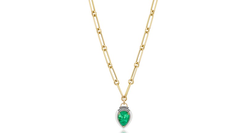 <p><a href="https://www.sorellinanewyork.com" target="_blank" rel="noopener">Sorellina</a> emerald and white onyx pendant on an 18-karat yellow gold paperclip chain ($24,000)</p>
<p> </p> <p><a href="https://www.sorellinanewyork.com" target="_blank" rel="noopener">Sorellina</a> emerald and white onyx pendant on an 18-karat yellow gold paperclip chain ($24,000)</p>
<p> </p>