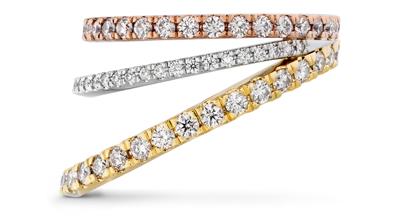 The “Bring the Drama” ring in 18-karat yellow and rose gold and platinum (starting at $6,300)