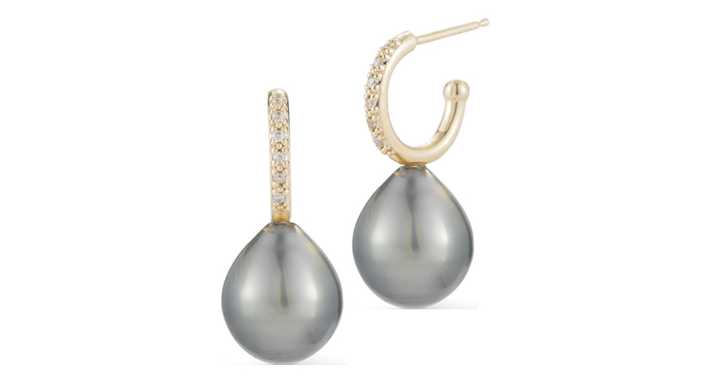 <strong>Huggies:</strong> <a href="http://mizukijewelry.com/site/" target="_blank">Mizuki</a>’s 14-karat yellow gold hoop earrings with diamonds and black Tahitian pearls ($1,380)