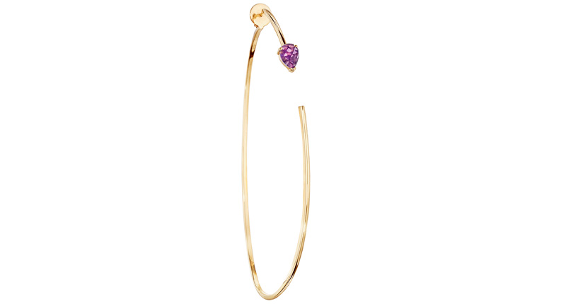 Paige Novick large, open oval-shaped two-part hoop earring with amethyst in 18-karat yellow gold ($1,550) <br /><a href="http://www.paigenovick.com" target="_blank" rel="noopener noreferrer">PaigeNovick.com</a>