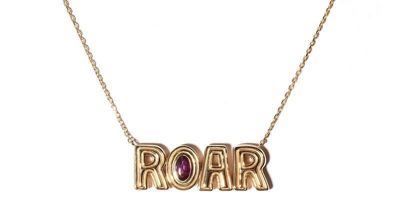 <a href="https://www.campbellandcharlotte.com" target="_blank" rel="noopener">Campbell + Charlotte</a> JuJu Roar charm necklace with rhodolite garnet set in 14-karat gold ($3,440)