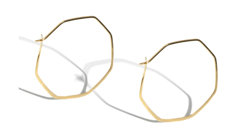 <strong>Statement Hoops:</strong> <a href="http://melissajoymanning.com/" target="_blank">Melissa Joy Manning</a>’s octagon hoops in recycled 14-karat yellow gold ($315)