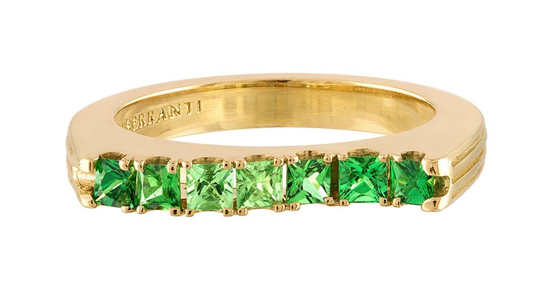 <a href="https://www.gigiferrantijewelry.com" target="_blank" rel="noopener">GiGi Ferranti</a> Portofino Wave ring with tsavorite garnet in 18-karat yellow gold ($2,850)