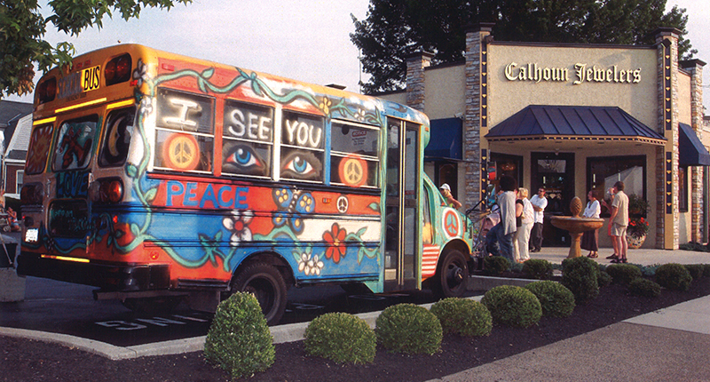 One of the most legendary parties to ever take place at Calhoun Jewelers was the 2008 “Hippie Happening,” which included live music and this ‘60s-inspired bus in the store’s parking lot. One of the most legendary parties to ever take place at Calhoun Jewelers was the 2008 “Hippie Happening,” which included live music and this ‘60s-inspired bus in the store’s parking lot.