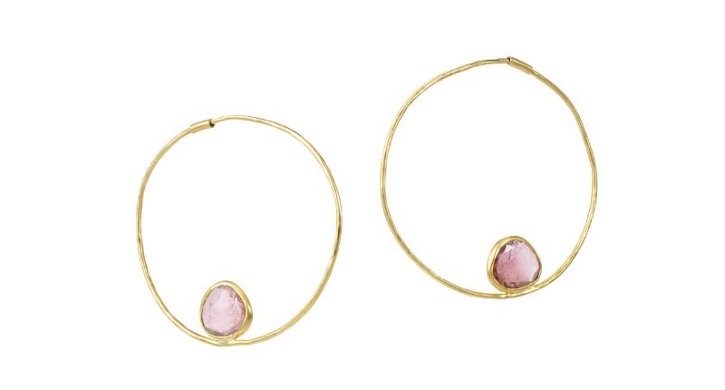 <strong>Statement Hoops:</strong> <a href="https://www.pippasmall.com/" target="_blank">Pippa Small</a>’s 18-karat yellow gold hoop earrings with pink tourmaline ($1,720)