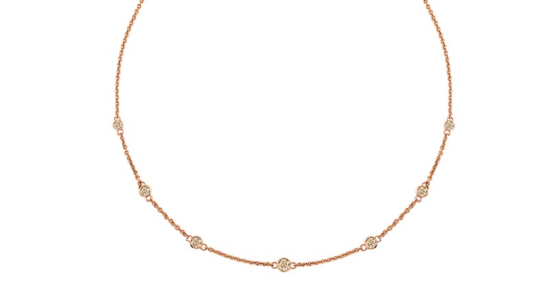 The "Grace" necklace in 14-karat rose gold with bezel-set light brown diamonds ($1,990)