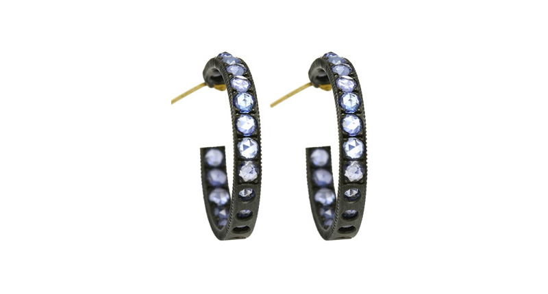 <strong>Statement Hoops:</strong> <a href="http://www.yossiharari.com/" target="_blank">Yossi Harari</a>’s oxided gilver Lilah hoop earrings with light blue sapphires ($6,000)