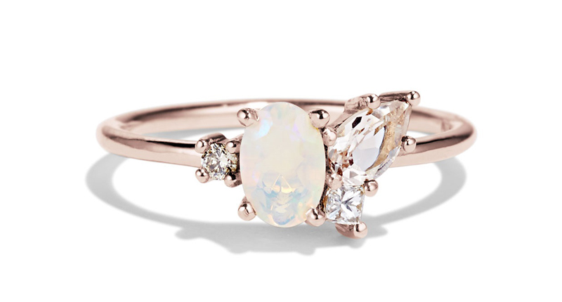 <a href="http://bario-neal.com/opal-and-morganite-cluster-ring" target="_blank" rel="noopener noreferrer">Bario Neal</a>’s 14-karat rose gold ring with opal, morganite and diamonds ($929)<br /><br />“We chose the 