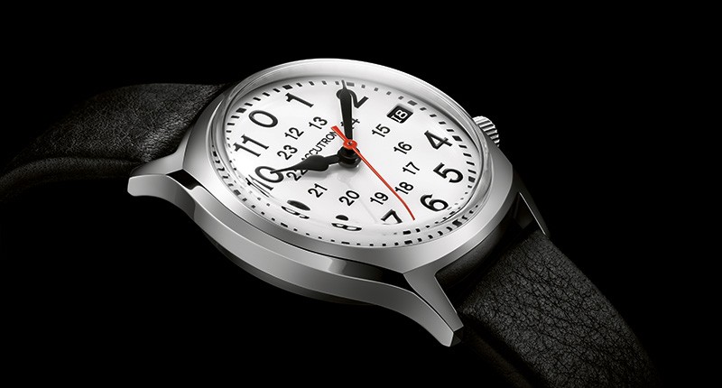 This Legacy watch was inspired by the first-ever railroad-approved wristwatch, which Accutron made in 1970. The Accutron R.R.-0 is a 34 mm watch that has a “0” at the 12-hour mark to meet Canadian Railroad specifications. It retails for $1,290. This Legacy watch was inspired by the first-ever railroad-approved wristwatch, which Accutron made in 1970. The Accutron R.R.-0 is a 34 mm watch that has a “0” at the 12-hour mark to meet Canadian Railroad specifications. It retails for $1,290.