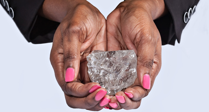 Another photo gives a better idea of the size of the rough diamond dubbed “Lesedi La Rona,” which is said to be about as big as a tennis ball.