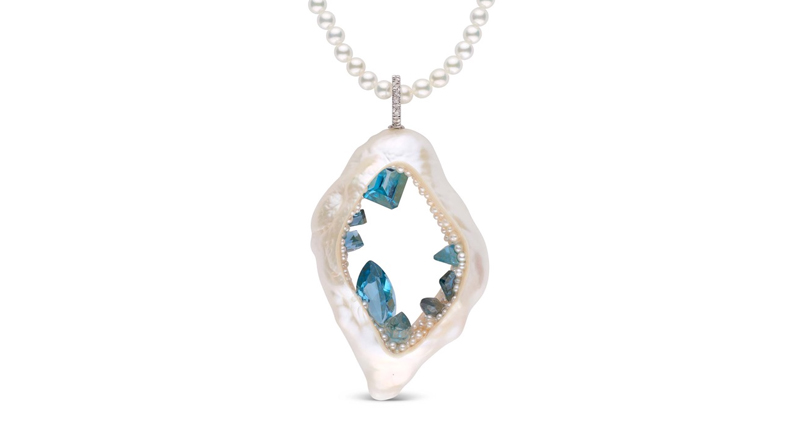 <p><a href="http://www.littlehjewelry.com" target="_blank" rel="noopener">little h</a> “Grotto” pendant on pearl Necklace set in 14-karat white gold with blue topaz and seed pearls ($5,940) </p> <p><a href="http://www.littlehjewelry.com" target="_blank" rel="noopener">little h</a> “Grotto” pendant on pearl Necklace set in 14-karat white gold with blue topaz and seed pearls ($5,940) </p>