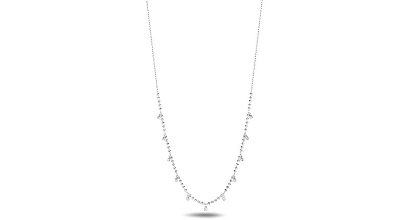 <p>The Aurora necklace features dangling platinum beads and is adjustable in length from choker to 18-inch ($700)</p> <p>The Aurora necklace features dangling platinum beads and is adjustable in length from choker to 18-inch ($700)</p>