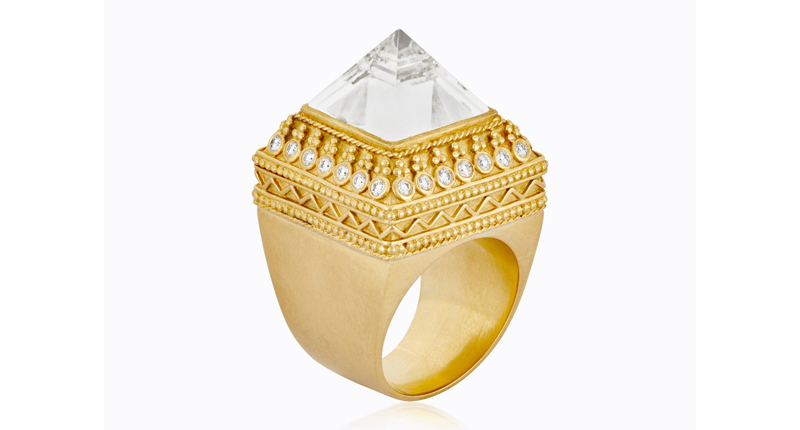 Amrapali 18-karat yellow gold ring with rock crystal and diamond, $7,995<br /><br />Available at <a href="http://www.legendamrapali.com" target="_blank" rel="noopener noreferrer">Legend Amrapali</a><br />