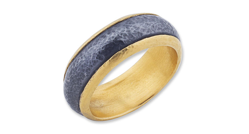 <a href="https://www.likabehar.com" target="_blank" rel="noopener">Lika Behar</a> 24-karat gold and oxidized silver hammered “Ios” ring ($2,020)