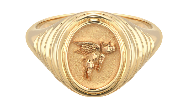 Flying Pig signet ring in 14-karat yellow gold ($1,040) Flying Pig signet ring in 14-karat yellow gold ($1,040)