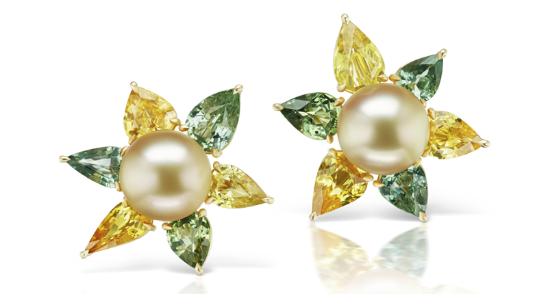 <p><a href="http://www.assael.com" target="_blank" rel="noopener">Assael</a> Golden South Sea cultured pearl earrings with 12 pear-shaped “petals” of natural green and gold sapphire set in 18-karat green gold ($54,700) </p> <p><a href="http://www.assael.com" target="_blank" rel="noopener">Assael</a> Golden South Sea cultured pearl earrings with 12 pear-shaped “petals” of natural green and gold sapphire set in 18-karat green gold ($54,700) </p>