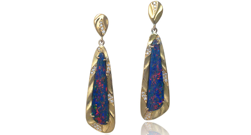 K. Mita opal earrings (8.52 carats total weight) with diamonds set in 18-karat yellow gold ($6,920) <br /><a href="http://k-mita.com" target="_blank" rel="noopener noreferrer">www.k-mita.com</a>