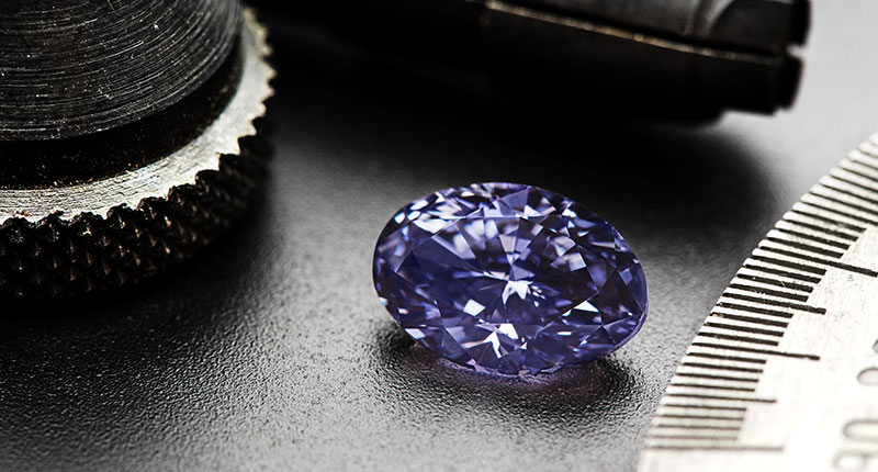 The 2.83-carat Argyle Violet is the biggest violet diamond ever found at the Argyle diamond mine in Western Australia. It is color graded as a fancy deep grayish-blue and was cut from a 9.17-carat piece of rough. The 2.83-carat Argyle Violet is the biggest violet diamond ever found at the Argyle diamond mine in Western Australia. It is color graded as a fancy deep grayish-blue and was cut from a 9.17-carat piece of rough.