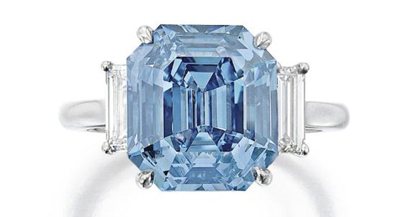 At No. 4 was an emerald-cut fancy vivid blue diamond weighing 5.69 carats, which garnered $15.1 million. 