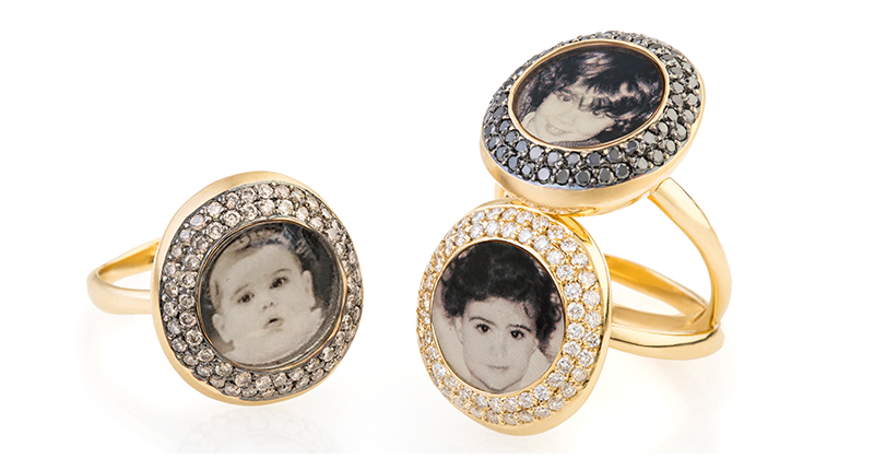 <b>Wearable reminders.</b> The “Sugar Candy” 18-karat gold rings with white or black diamonds from Nada G can be customized for each customer ($4,320 for white diamonds; $3,145 for black diamonds; and $3,325 for champagne diamonds). <a href="http://www.nadag.com" target="_blank">NadaG.com</a>