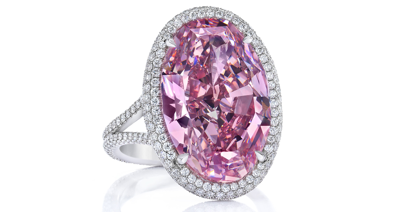 No. 2 was the <b>“</b>The Pink Promise” diamond, a 14.93-carat fancy vivid pink that sold for $31.9 million, nearly matching the price-per-carat record for a pink diamond. 