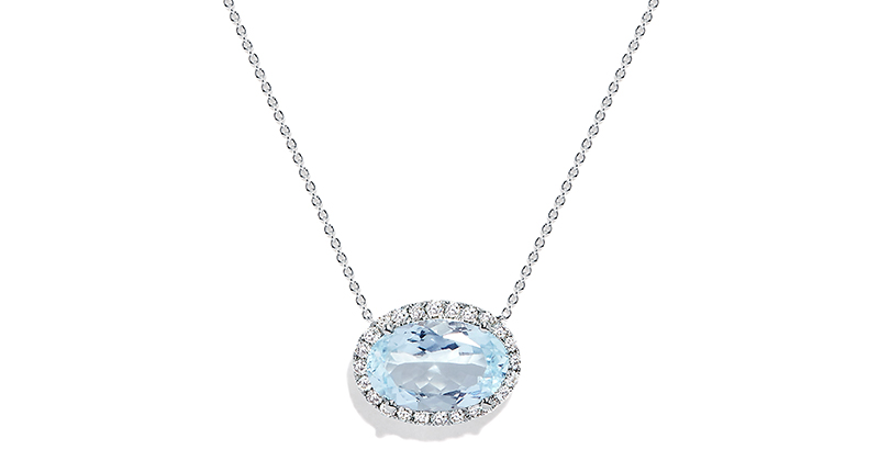 <a href="https://www.effyjewelry.com" target="_blank" rel="noopener">Effy</a> aquamarine and diamond pendant set in 14-karat white gold ($1,957)