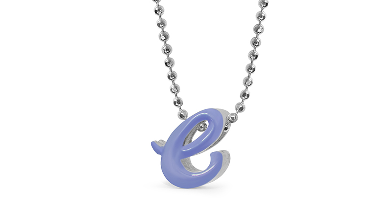 A pendant in the collaboration in periwinkle blue/Exit the Void. Both the rings and the necklaces retail for $118.