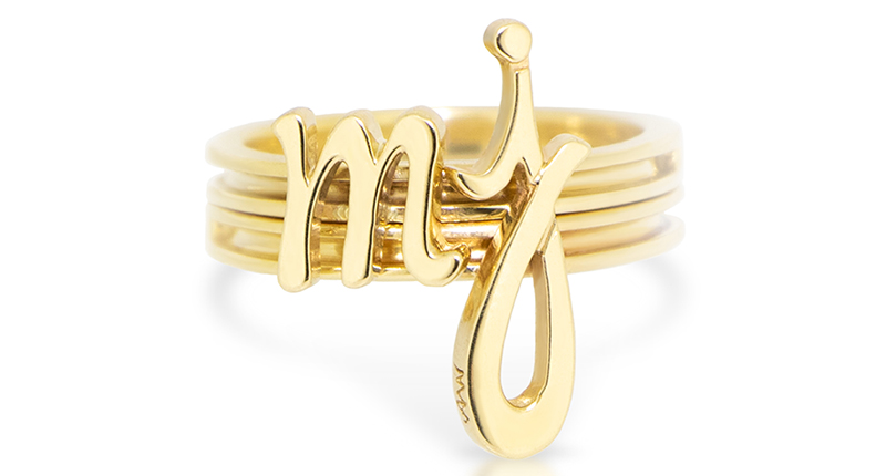Two Alex Woo “Autograph” rings in 14-karat yellow gold ($578 each retail)