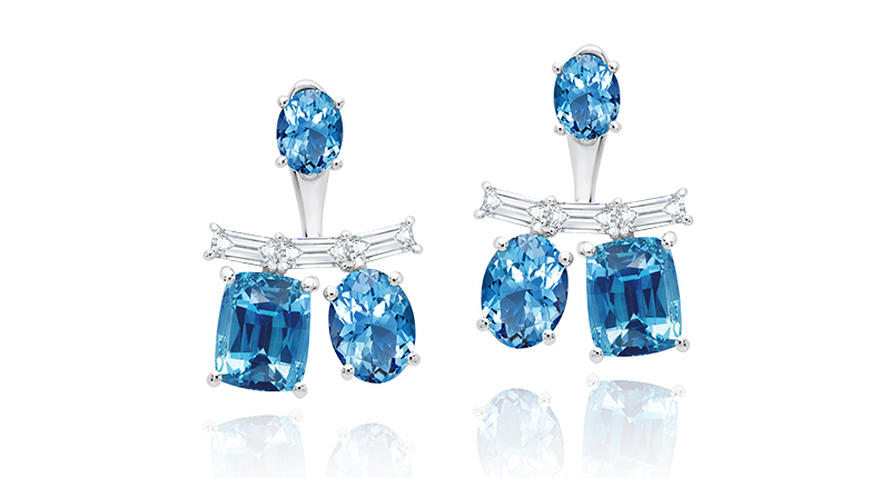 <a href="https://www.grazielagems.com" target="_blank" rel="noopener">Graziela</a> Midnight Aquamarine earrings and jackets with diamonds in 18-karat white gold ($3,800)
